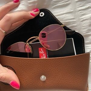 FAST SELLING Rose Gold flat circle ray-ban sunglasses